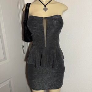 Seduction Y2K silver sparkly mini dress